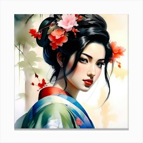 Japan Traditional Geisha Illustration By Ad 155 Canvas Print