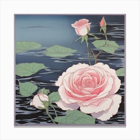 Roses In The Water Canvas Print