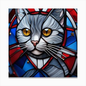 Cat, Pop Art 3D stained glass cat superhero limited edition 7/60 Canvas Print