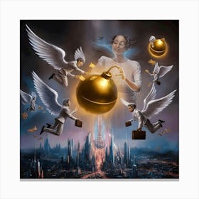 The Golden Sphere: Celestial Finance in Motion Canvas Print