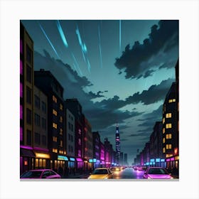 Reflections of the City Rain and Neon United Canvas Print