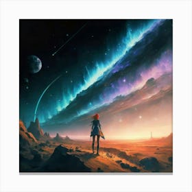 Girl In Space Canvas Print