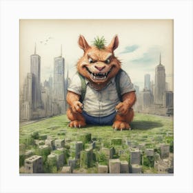 Bear In The City Canvas Print