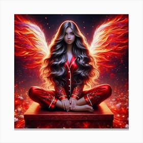 Angel In Red Pajamas 1 Canvas Print