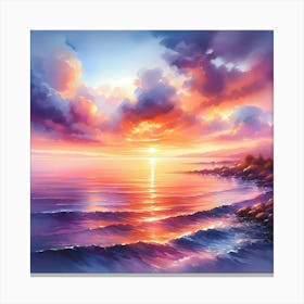 Sunset Over The Ocean 1 Canvas Print