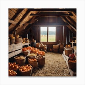 Pumpkins In The Barn Canvas Print