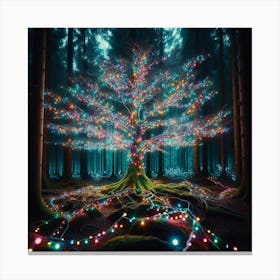 Christmas Tree In The Forest 4 Canvas Print