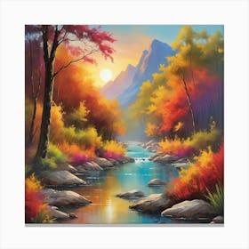 Autumn River Art Print Paintings Canvas Print