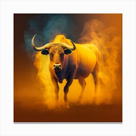 Bull In Smoke Canvas Print