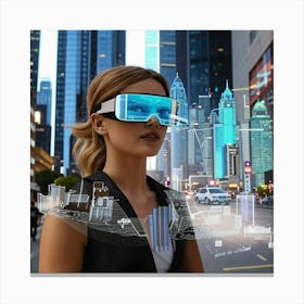 Woman In Virtual Reality Canvas Print