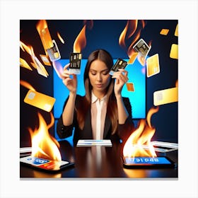 Woman Holding Credit Cards Canvas Print