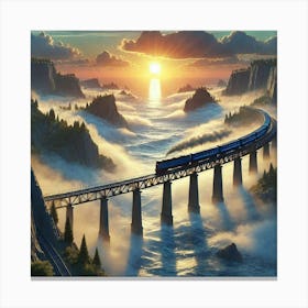 Train On A Bridge Canvas Print