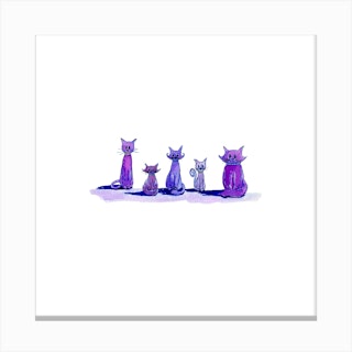 Purple Cats Canvas Print