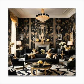 Black And Gold Living Room 6 Canvas Print