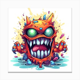 Cartoon Monster In The Water Canvas Print