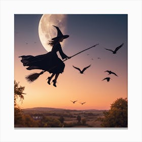 Flying Witch Canvas Print