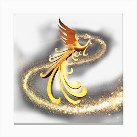 Golden Phoenix bird Canvas Print