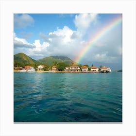 Rainbow Over The Sea Canvas Print