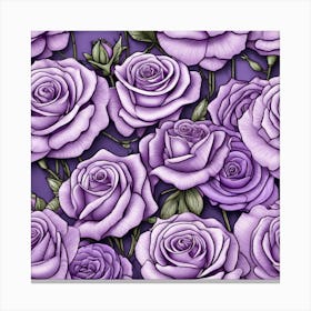 Purple Roses Seamless Pattern 7 Canvas Print