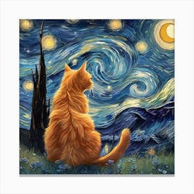 Starry Night Cat 3 Canvas Print