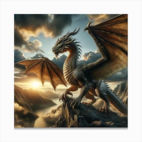 Dragon On The Cliff Canvas Print