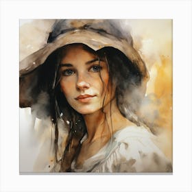 Portrait Of A Woman In A Hat Canvas Print