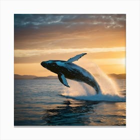 Humpback Whale Leaping Out Of The Water 9 Canvas Print
