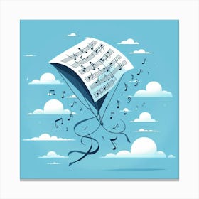 Music Notes Flying In The Sky Canvas Print