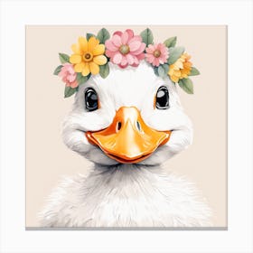 Floral Baby Duck Nursery Illustration (17) Canvas Print