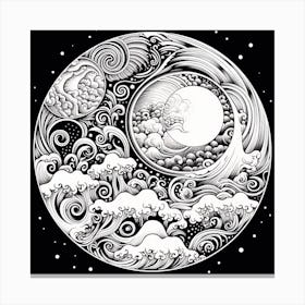 Moon And Waves 17 Canvas Print