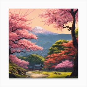 Japanese Sakura In Mountain 16 Canvas Print