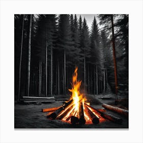 Campfire In The Forest 7 Canvas Print