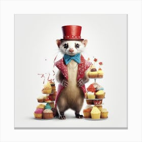 Ferret In Top Hat Canvas Print