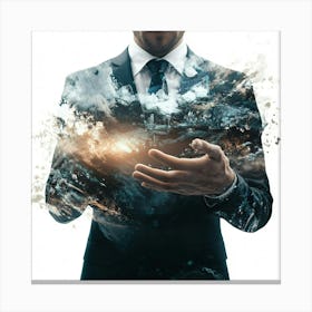 Businessman Holding A Tablet Canvas Print