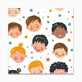 Children'S Faces Seamless Pattern Canvas Print