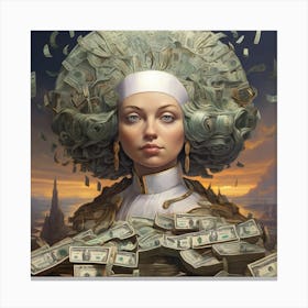 Woman With Money Canvas Print