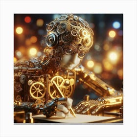 Robot Writing A Letter 1 Canvas Print