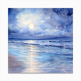 Stardust Sands: Impressionistic Moonlit Harmony Canvas Print