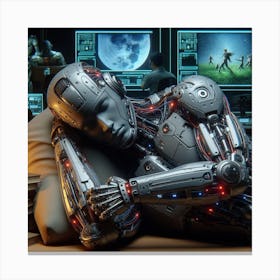 Robot Laying In Bed Canvas Print