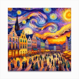 Starry Night in the City - Van Gogh Styled Canvas Print