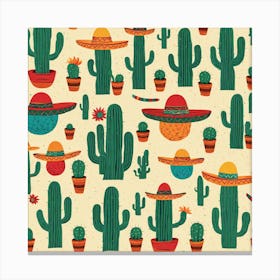 Mexican Cactus Pattern 3 Canvas Print