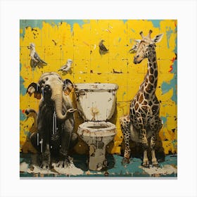 Giraffes And Birds 1 Canvas Print