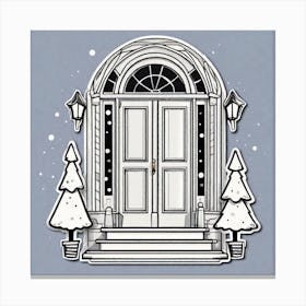 Christmas Decoration On Home Door Sticker 2d Cute Fantasy Dreamy Vector Illustration 2d Flat Canvas Print