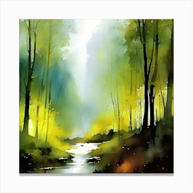 Watercolor Of A Forest 1 Canvas Print
