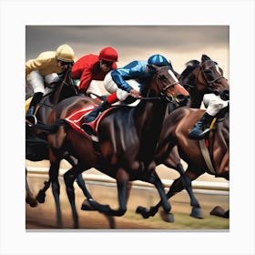Jockeys Racing At The Racetrack 2 Canvas Print
