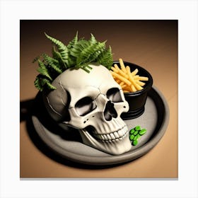 Skull With French Fries Canvas Print