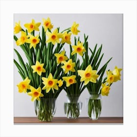 Daffodils In Vases 1 Canvas Print