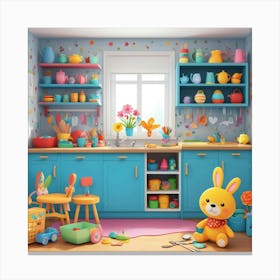 Kitchen With Toys Canvas Print