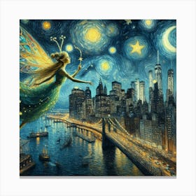 Fairy Over Manhattan Canvas Print
