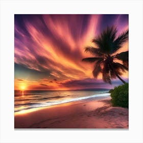 Sunset On The Beach 985 Canvas Print